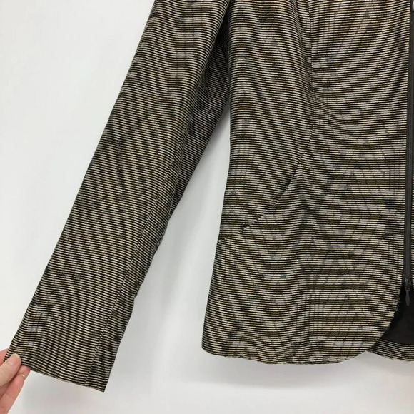 Lafayette 148 Bronze Black Metallic  Geometric print Ikat Jacket Zip Blazer 6 - Picture 7 of 16